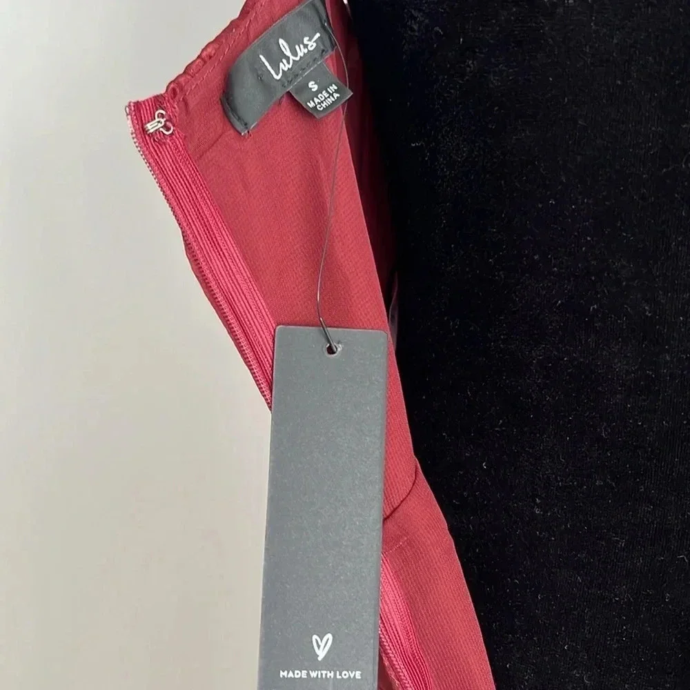 Lulu's Constantine Burgundy Satin Maxi Dress Sexy Formal Long Size S NWT - Picture 13 of 16